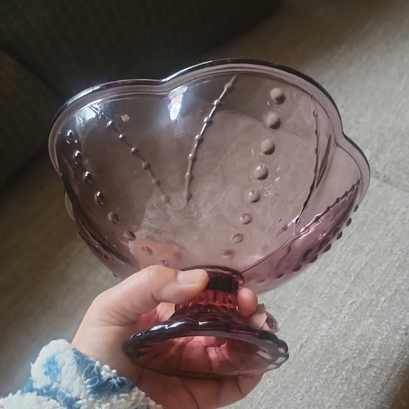 IKEA Amethyst Pressed Glass Compote Bowl Vintage - Picture 7 of 13